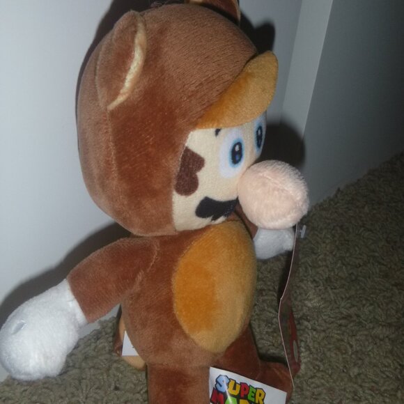 Nintendo Super Mario Bros Tanooki Plush 7" Gamer Stuffed Arcade Toy With Tags - Picture 3 of 6